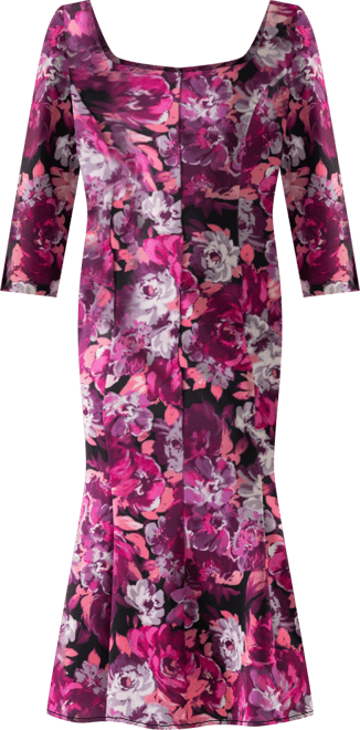 Women's Floral-Print Flounce-Hem Midi Dress