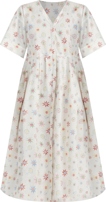 Chinti and Parker Women's  Linen-Cotton Etoile V-Neck Sundress