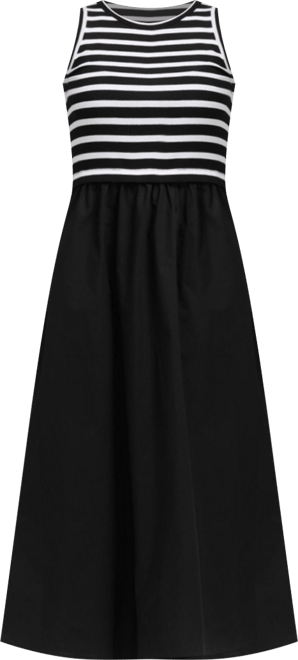 Women's Sleeveless Mixed Media Midi Dress