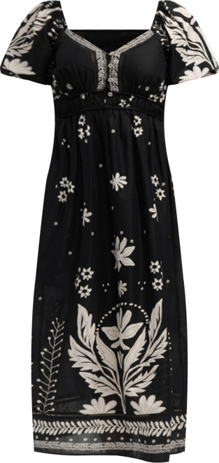 Women's Printed Puff Sleeve Maxi Dress