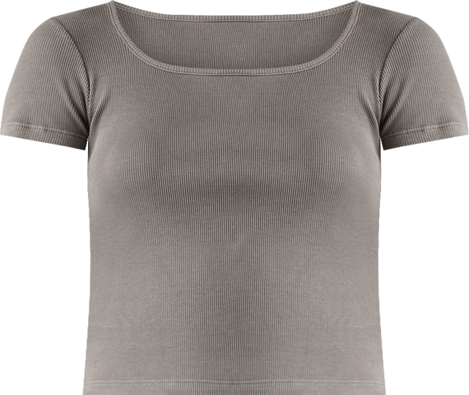 Women's Cotton Rib-Knit Square-Neck Tee