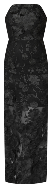 Women's Strapless 3D Lace Column Dress