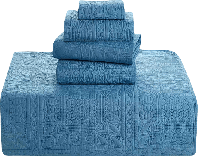 Grid Embossed 5-Pc. Quilt Set, Full/Queen