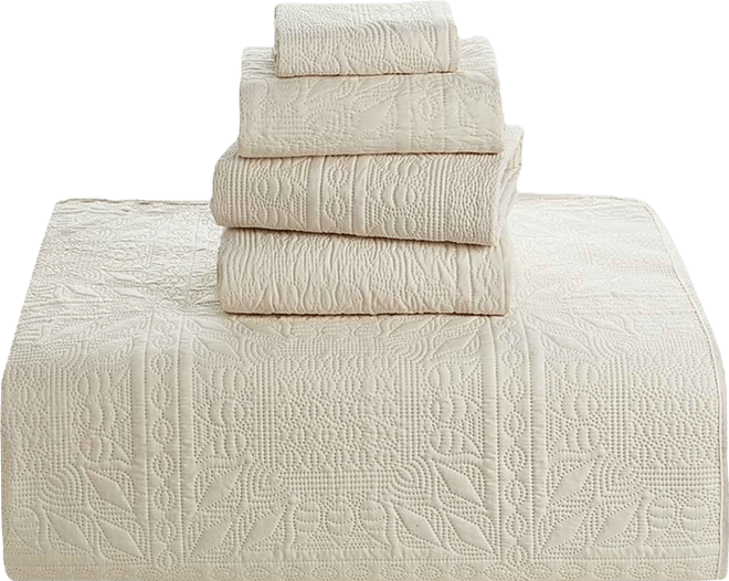 Grid Embossed 5-Pc. Quilt Set, Full/Queen