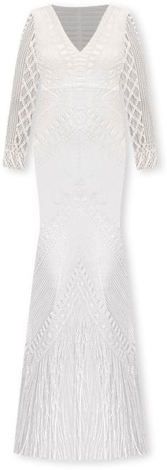 Women's Long Sleeve Fringe Bridal Gown