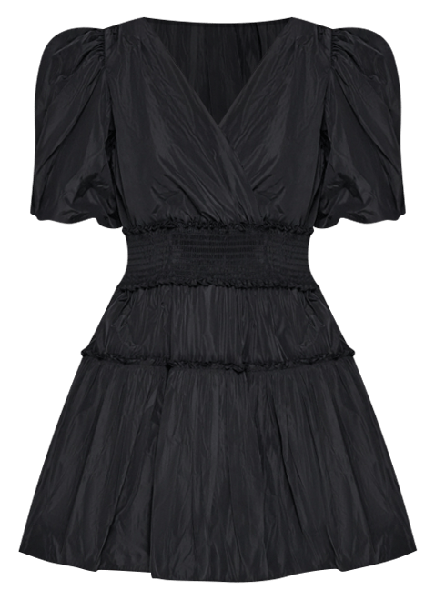 Women's Short-Sleeve Taffeta Fit & Flare Dress