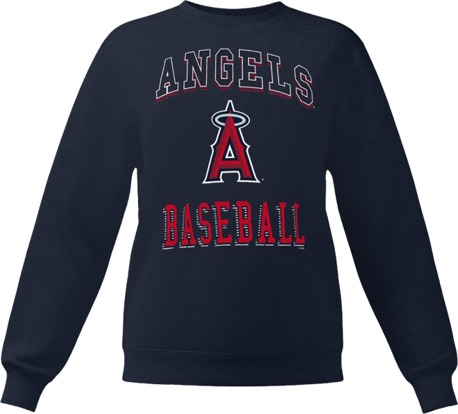Women's Navy Los Angeles Angels Team Logo Graphic Tri-Blend Fleece Pullover Sweatshirt