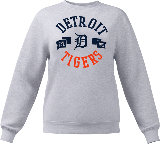 Women's Heather Gray Detroit Tigers Team Logo Fleece Pullover Sweatshirt