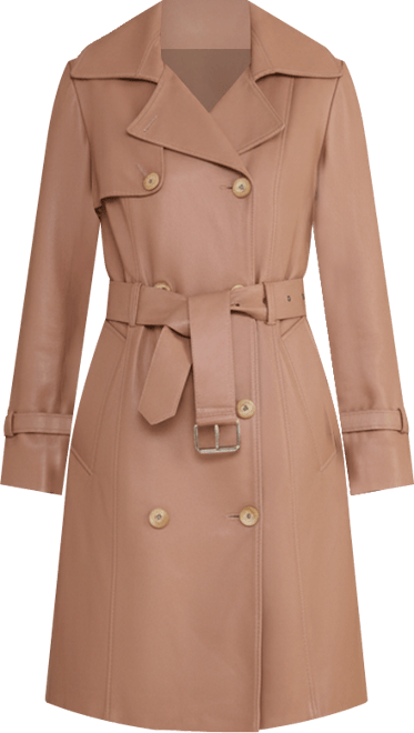 Women's Leather Trench Coat, Created for Macy's