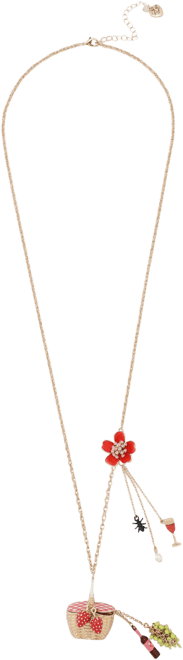 Faux Stone Backyard Picnic Basket Pendant Necklace