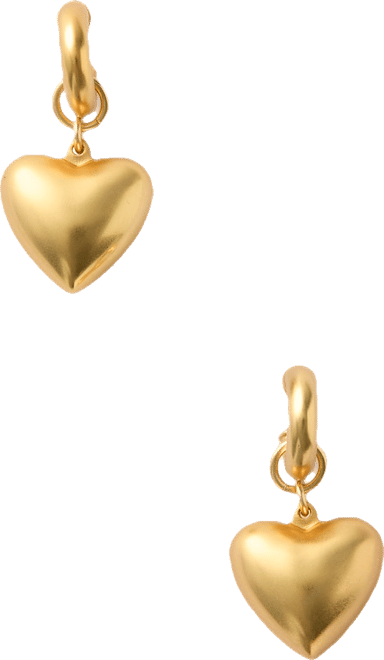 Gold Puffy Heart Earrings