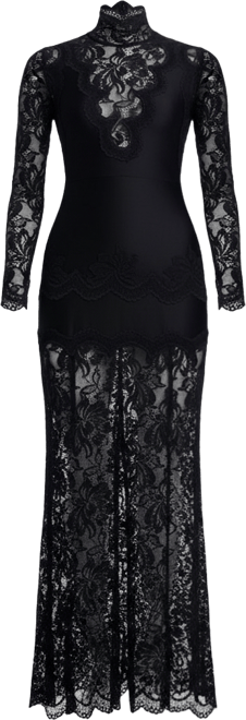 chinese dress ladies Bebe Women's Mock Neck Lace Bodice Maxi Dress