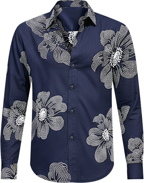 Men's Navy Blue Maxi-Flora Shirt