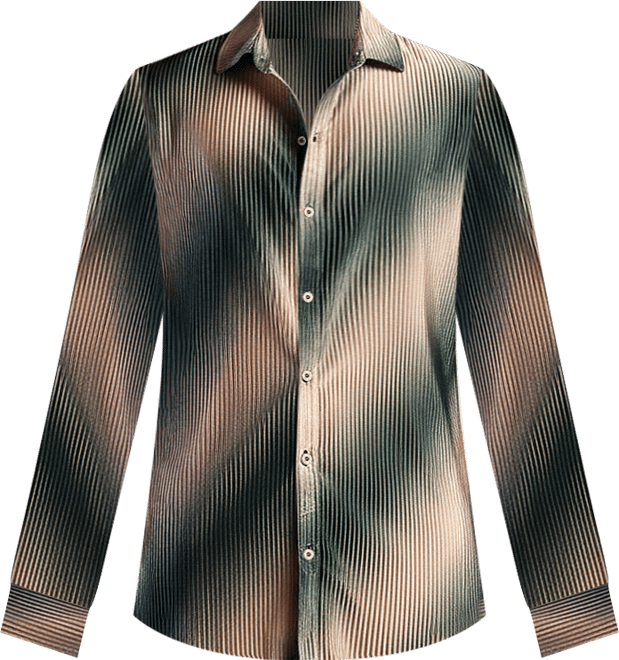 Men's Emerald Green & Ivory White Ombre-Pleated Shirt
