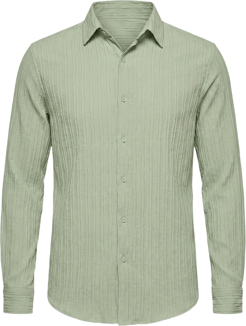 Men's Sage Green Self-Design Striped Shirt