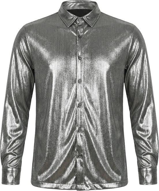 Men's Antique Silver Shawl Collar Shirt