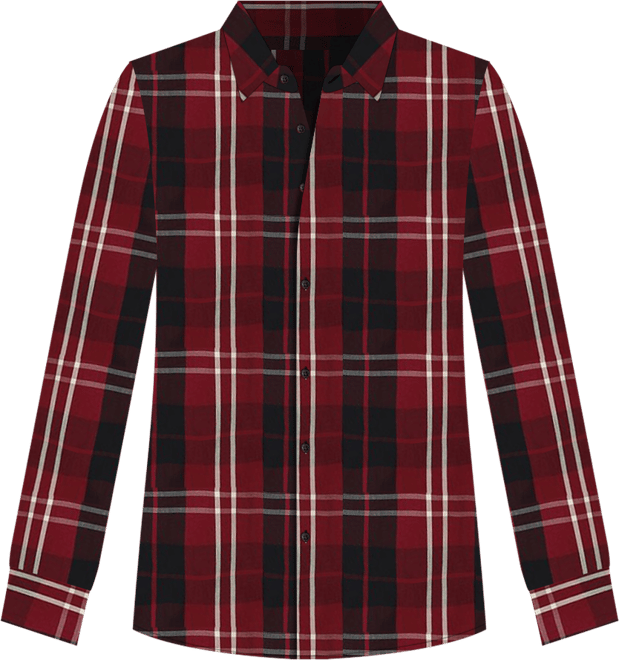 Men's Plaid Red Cotton Shirt