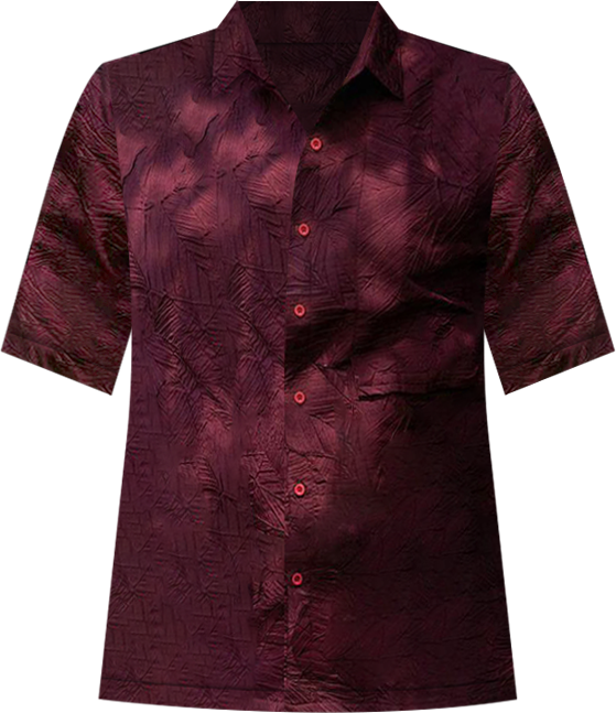 Men's Wine Red Foliage-Tactile Shirt