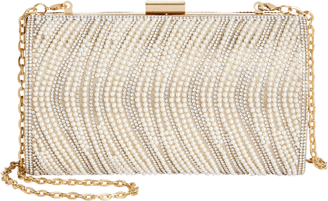 Randdi Wavy Imitation Pearl Clutch, Exclusively at Macy's