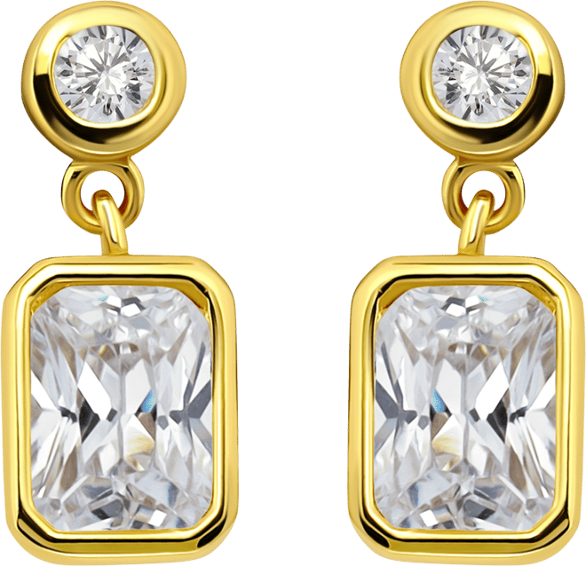 Cubic Zirconia Round & Octagon Bezel Drop Earrings, Exclusively at Macy's