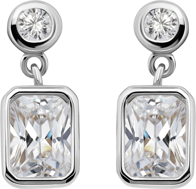 Cubic Zirconia Round & Octagon Bezel Drop Earrings, Exclusively at Macy's