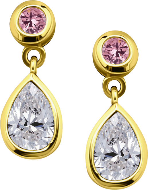Pink & White Cubic Zirconia Round & Pear Bezel Drop Earrings, Exclusively at Macy's