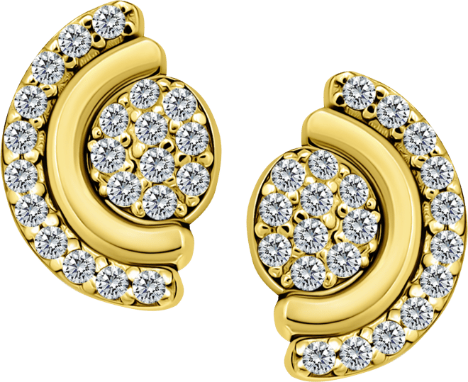 Cubic Zirconia Pave Half Halo Stud Earrings in Sterling Silver, Exclusively at Macy's