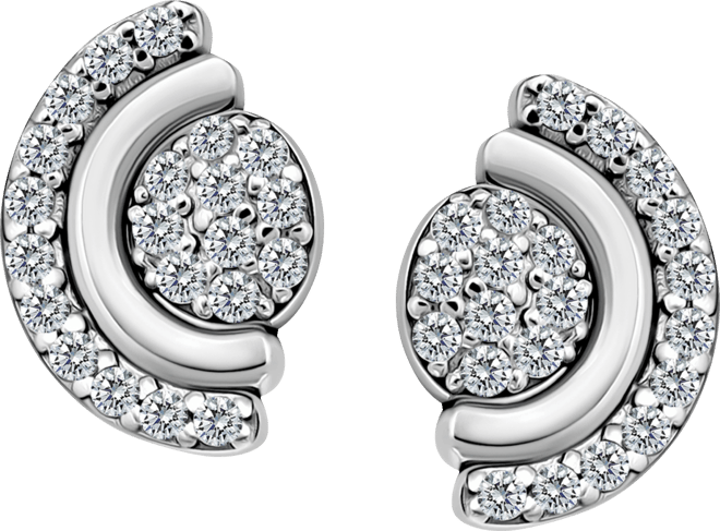 Cubic Zirconia Pave Half Halo Stud Earrings in Sterling Silver, Exclusively at Macy's