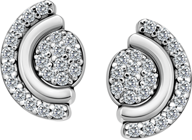 Cubic Zirconia Pave Half Halo Stud Earrings in Sterling Silver, Exclusively at Macy's