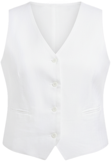 Women's Tailored Button-Front Linen Blend Vest