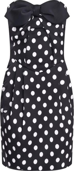 Women's Tahira Black Polka Strapless Mini Dress with Bow