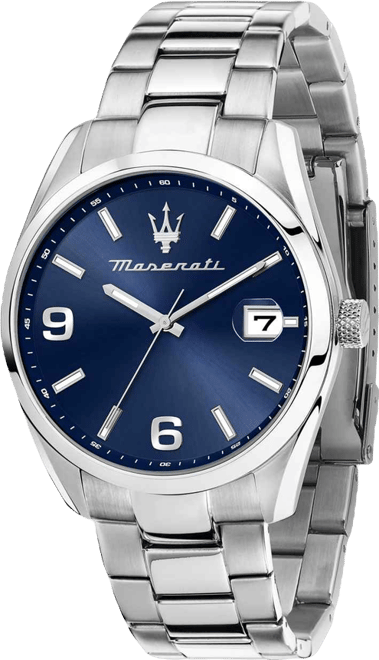 Men's Date Stainless Steel Metal Band Watch, 43mm