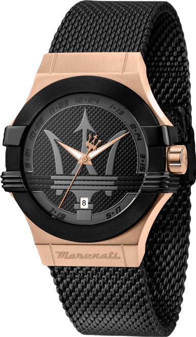 Men's Date Black Metal Band Watch, 42mm