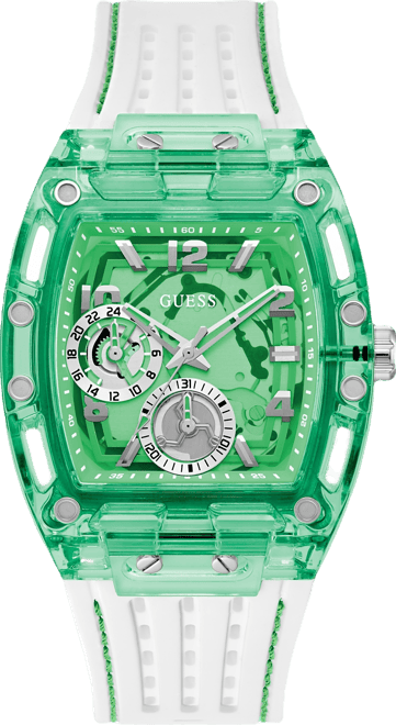 Men's Multi-Function Green Silicone Strap Watch, 42mm