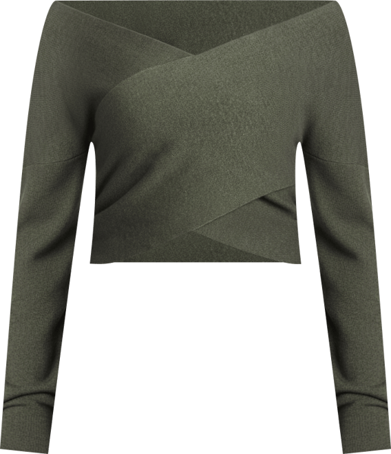 Women's Plus Size Wrap Front Cropped Sweater