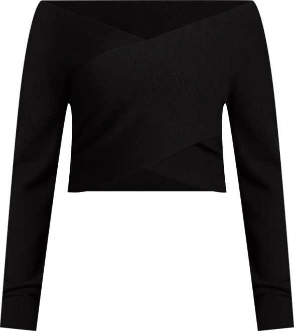 Women's Plus Size Wrap Front Cropped Sweater