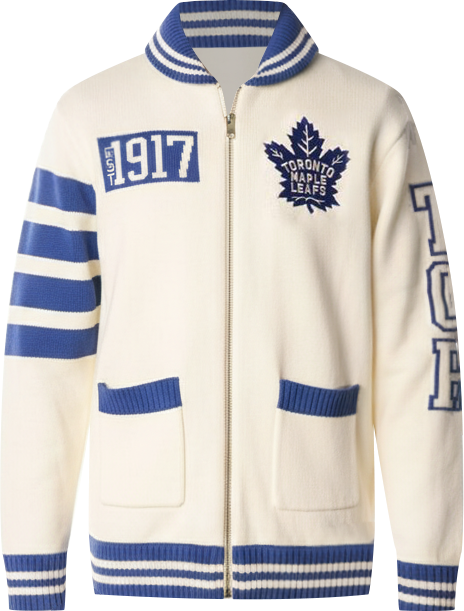 Men's and Women's Cream Toronto Maple Leaf's Jacquard Full-Zip Sweater