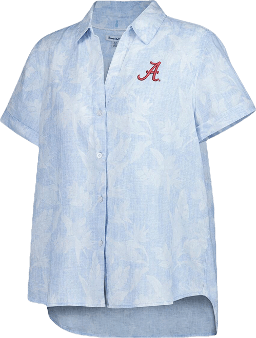 Women's Light Blue Alabama Crimson Tide Legacy Leaves Camp Button-Up Shirt