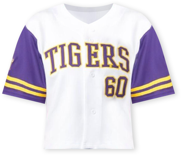 Women's White Lsu Tigers Baseball Jersey Cropped T-Shirt