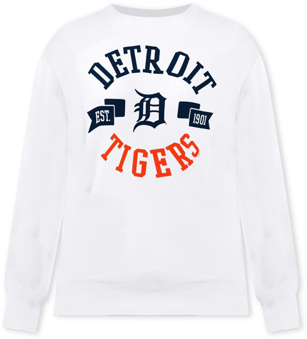 Women's&nbsp;White Detroit Tigers Team Logo Fleece Pullover Sweatshirt