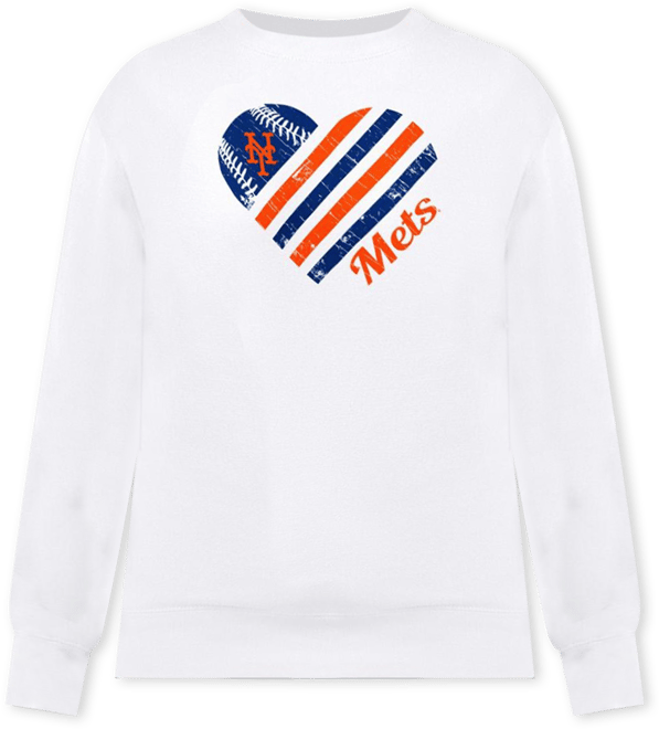 Women's&nbsp;White New York Mets Heart Logo Fleece Pullover Sweatshirt