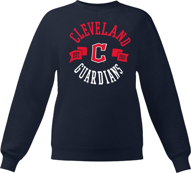 Women's&nbsp;Navy Cleveland Guardians Team Logo Fleece Pullover Sweatshirt