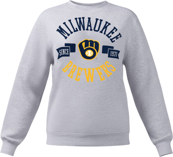 Women's&nbsp;Heather Gray Milwaukee Brewers Team Logo Fleece Pullover Sweatshirt