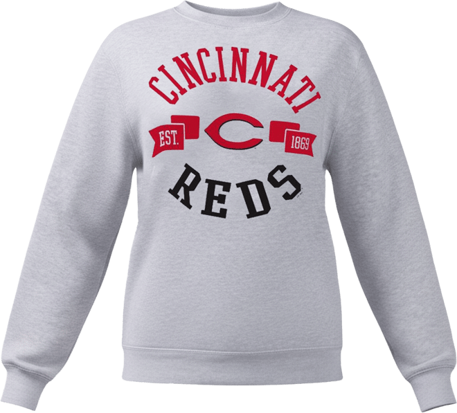 Women's&nbsp;Heather Gray Cincinnati Reds Team Logo Fleece Pullover Sweatshirt