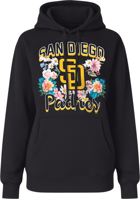 Women's&nbsp;Black San Diego Padres Flowers Graphic Pullover Hoodie