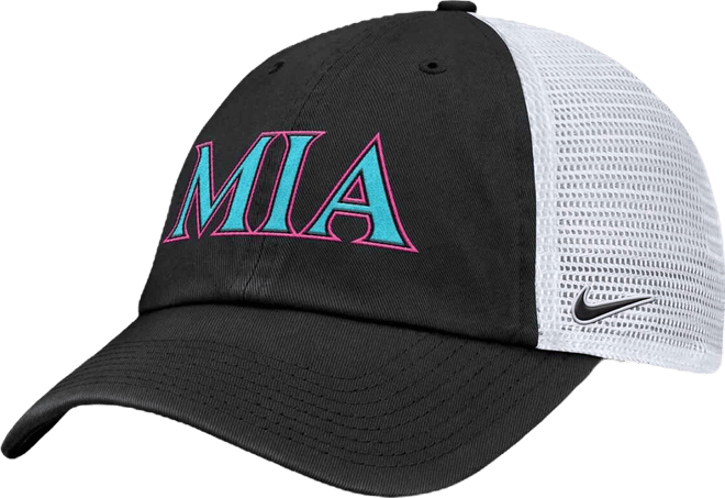 Men's and Women's Black/White Miami Marlins 2025 City Connect Trucker Adjustable Hat