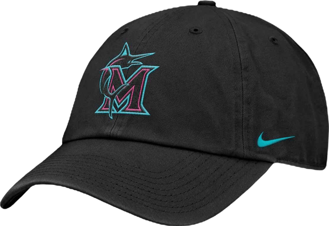 Men's and Women's Black Miami Marlins 2025 City Connect Club Adjustable Hat