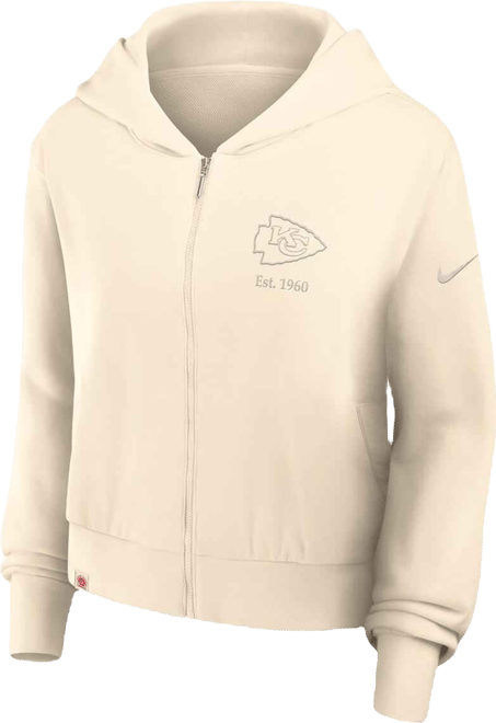 Women's Cream Kansas City Chiefs Glory Cropped Full-Zip Hoodie