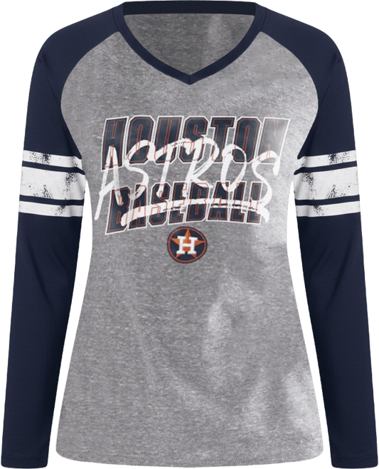 Women's Navy Houston Astros The Franchise Tri-Blend Raglan V-Neck Long Sleeve T-Shirt