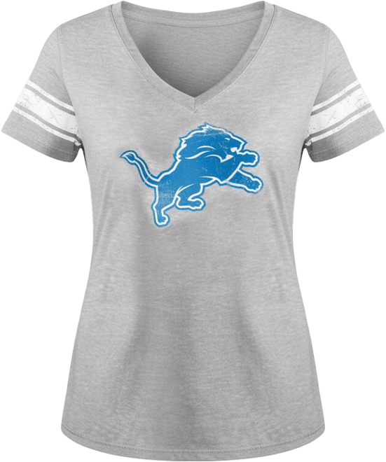 Women's Heather Gray Detroit Lions First Pick Distressed V-Neck T-Shirt